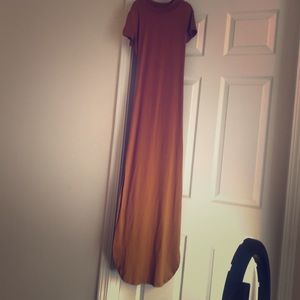 Long brown fitted dress